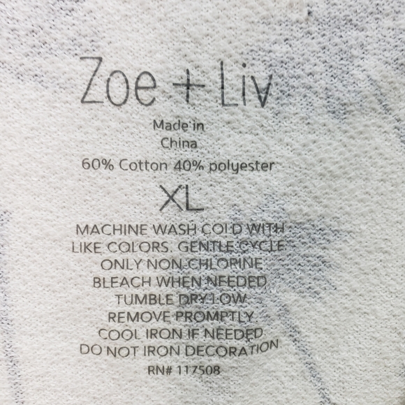 Zoe + Liv Women's Cropped Palm Tree Print Ivory - Picture 5 of 6